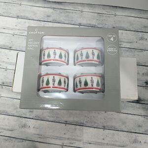 Holiday Christmas Porcelain Napkin Rings Crofton 4pc Nutcracker Tree